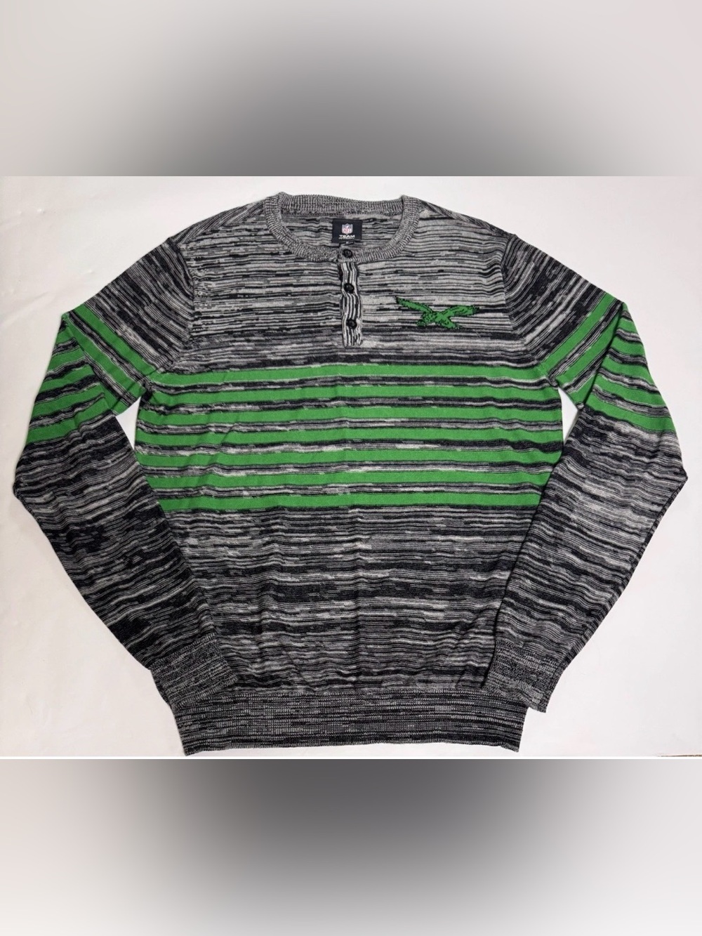 Philadelphia Eagles NFL Team Apparel Marled Grey Kelly Green Sweater Size Large
